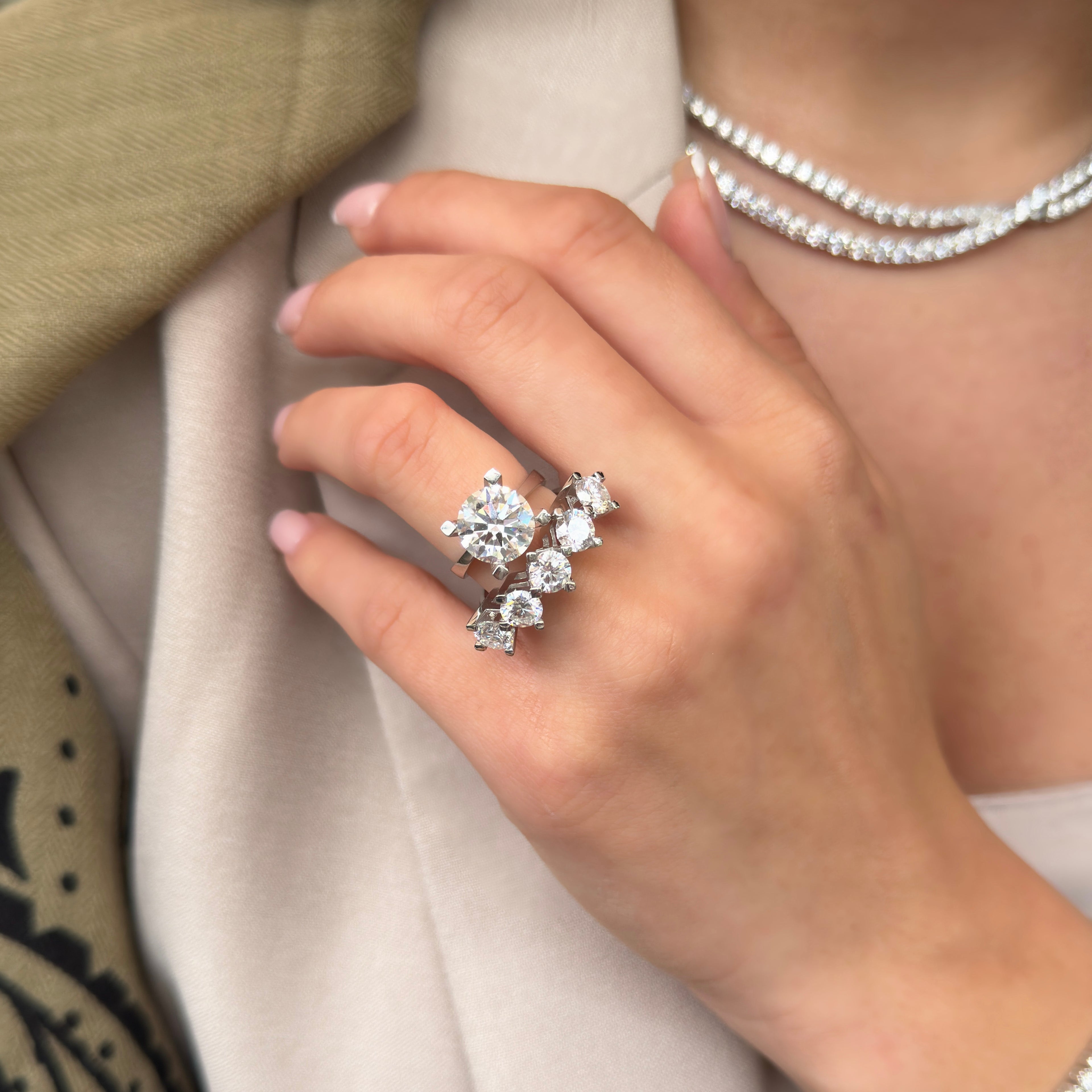 14K Üç Karat Mozanit Tektaş Yüzük