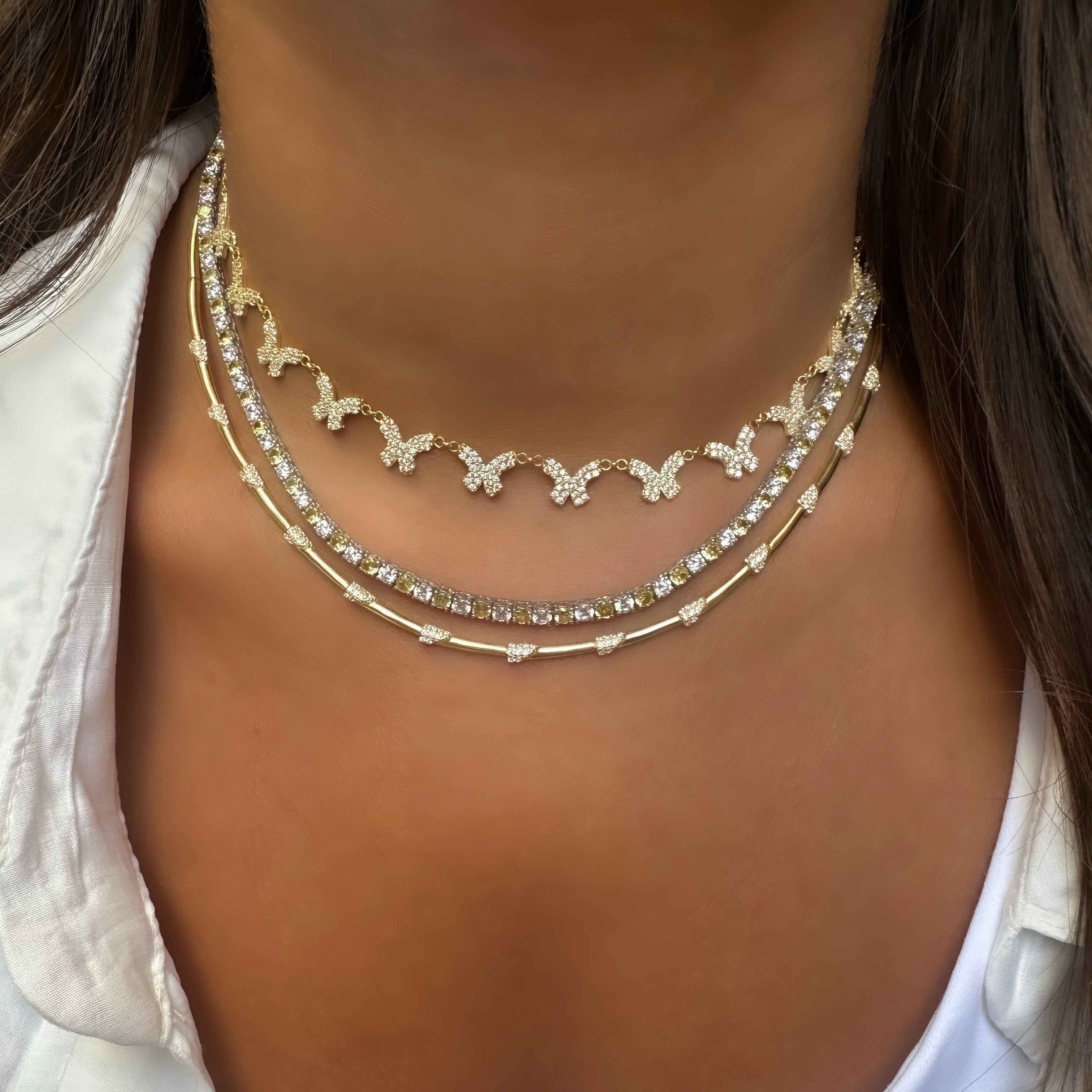 Üç mm Sarı Taşlı Suyolu Kolye