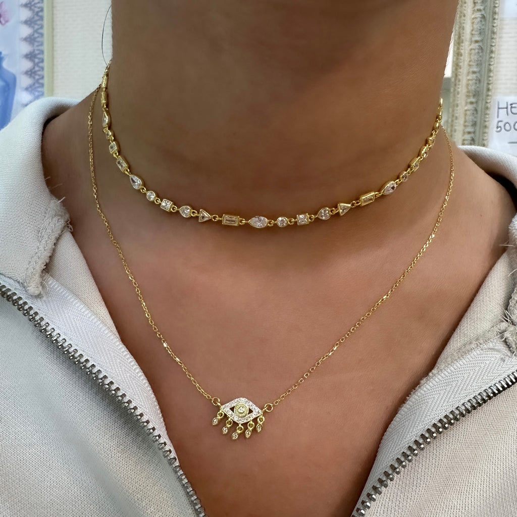 Karışık Taşlı Choker Kolye