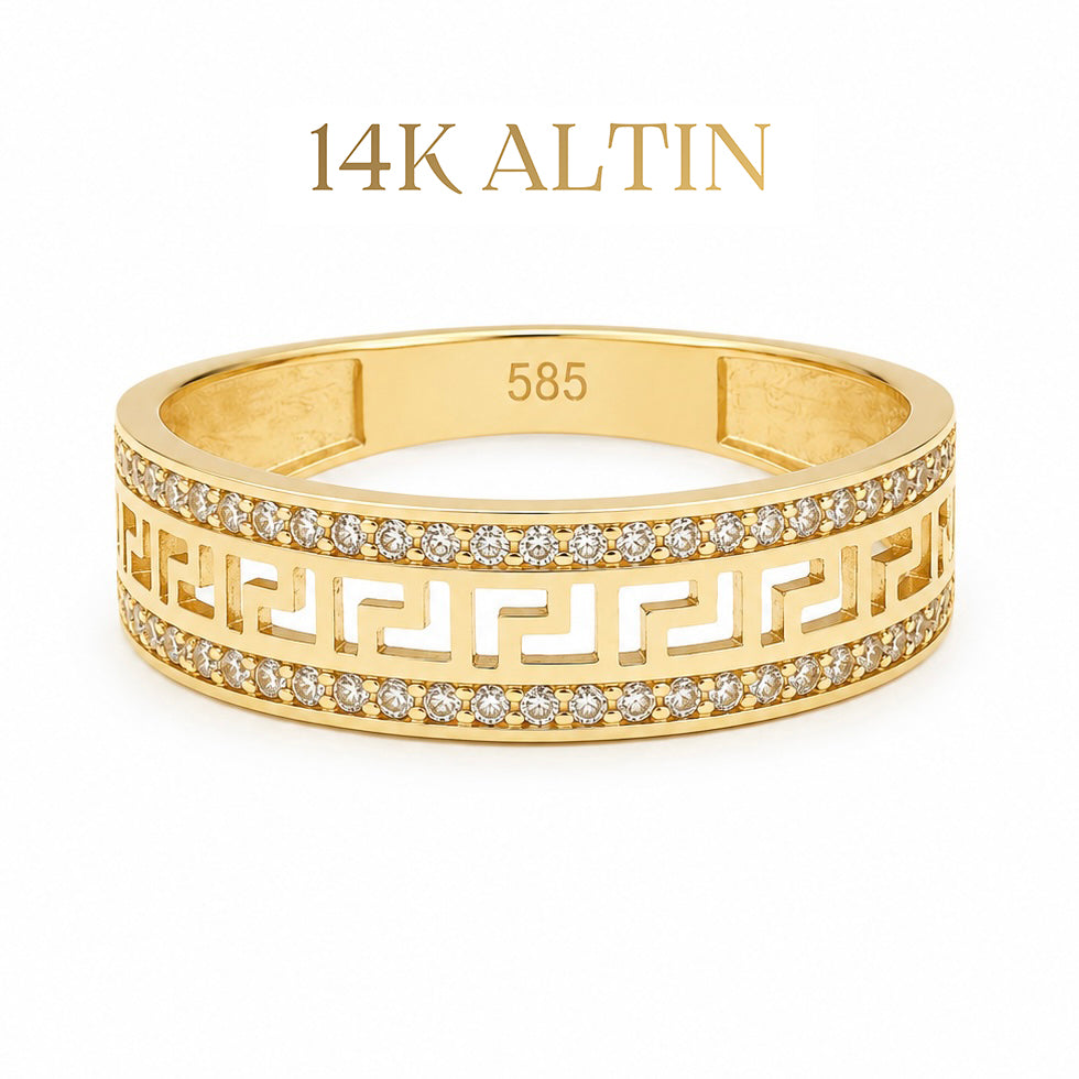 14K Grek Desenli Yüzük