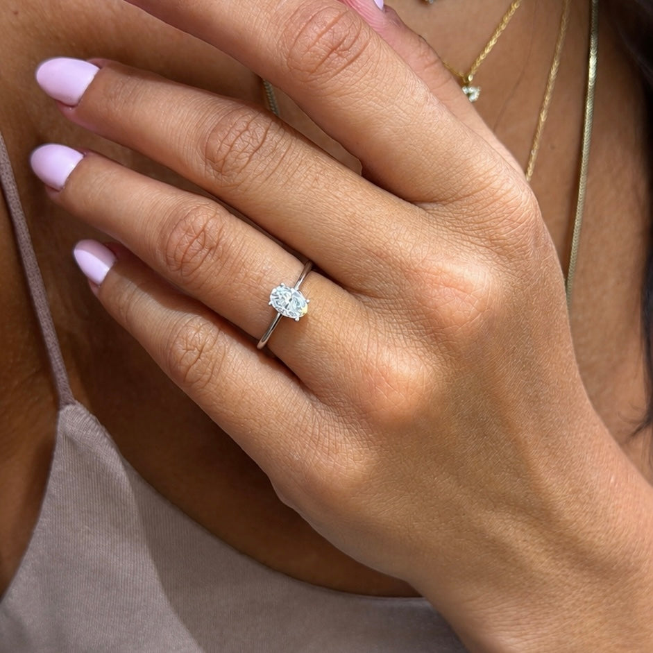 One Carat Moissanite Oval Ring