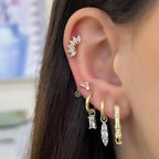 Taşlı Çift Renk Küpe