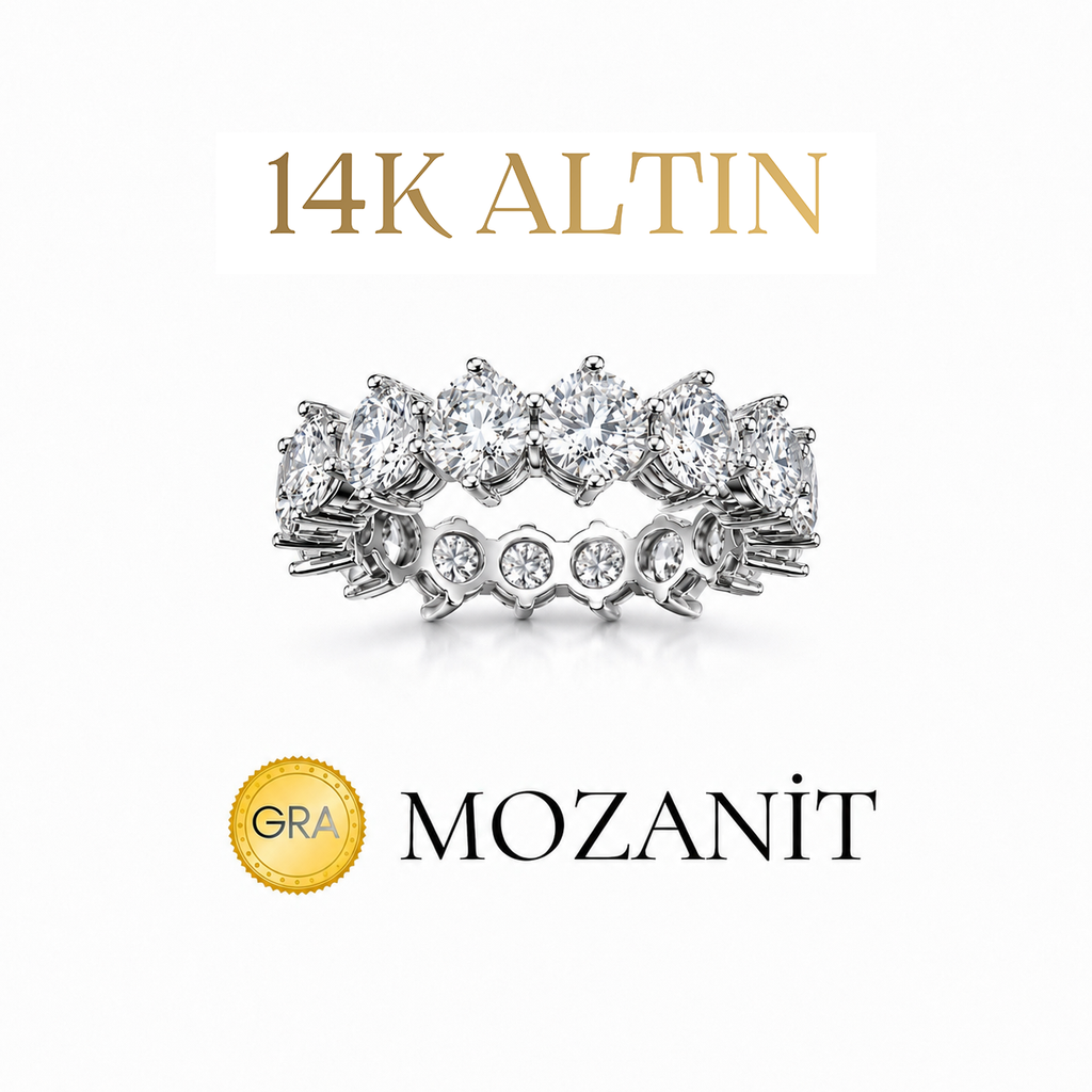 14K Mozanit Tırnaklı Tamtur Yüzük