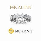 14K Mozanit Tırnaklı Tamtur Yüzük
