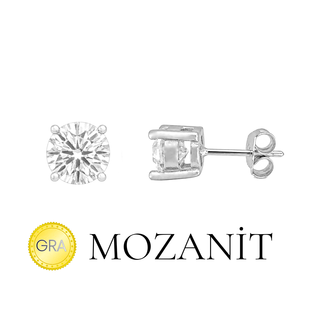 6 mm Mozanit Tektaş Küpe
