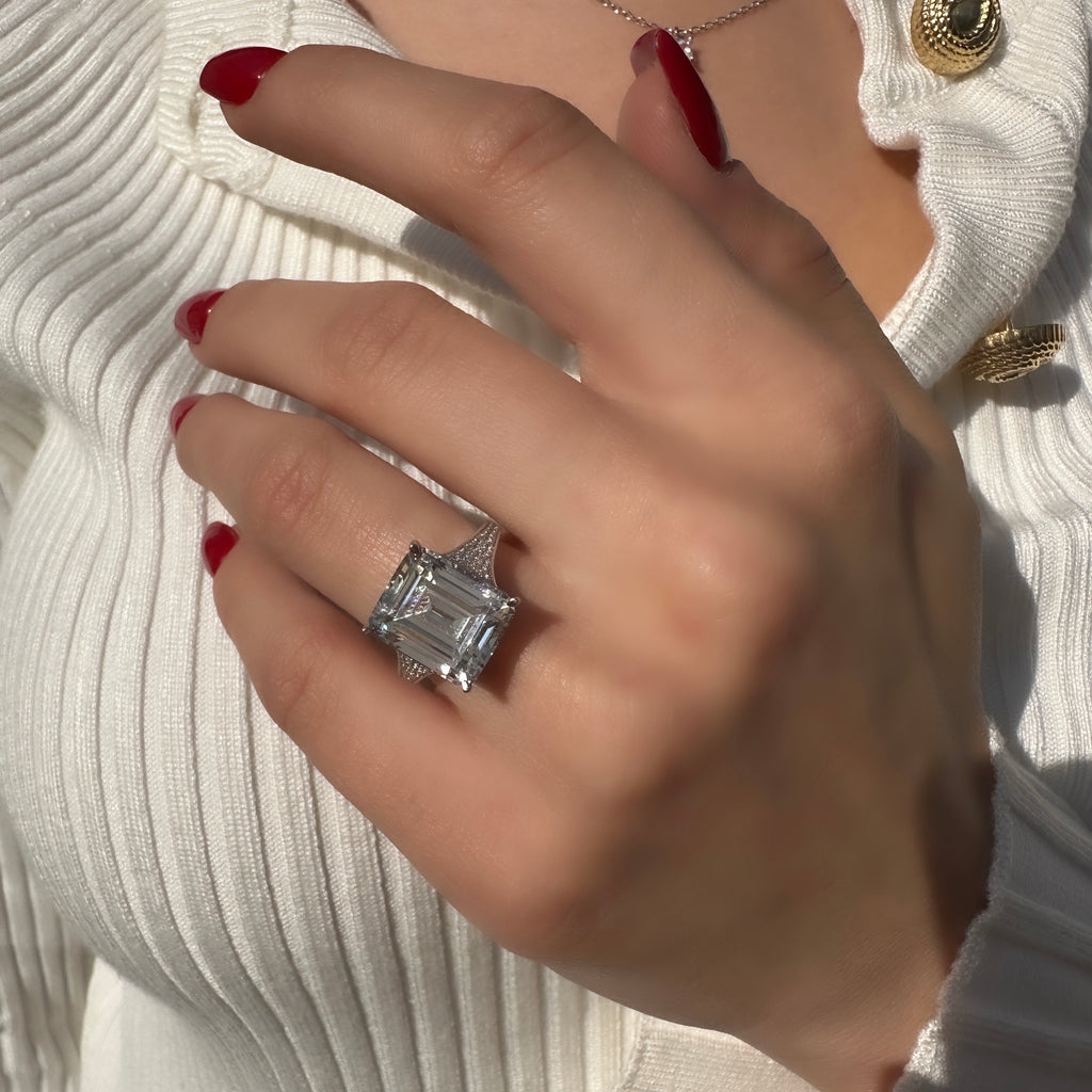 G-Color Yanları Taşlı Baget Yüzük