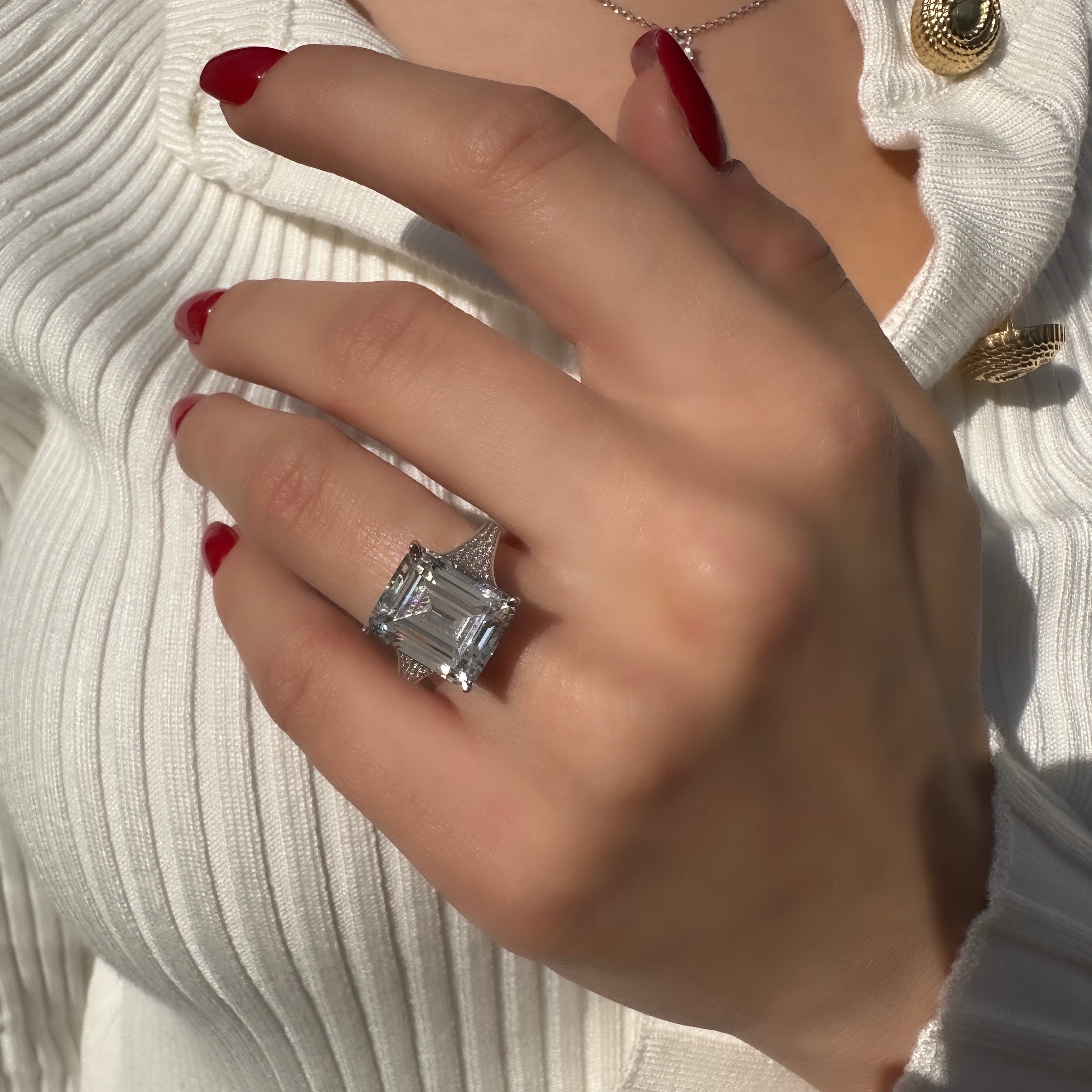 G-Color Yanları Taşlı Baget Yüzük