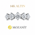 14K Dreikaräter Moissanit Fünfsteinring