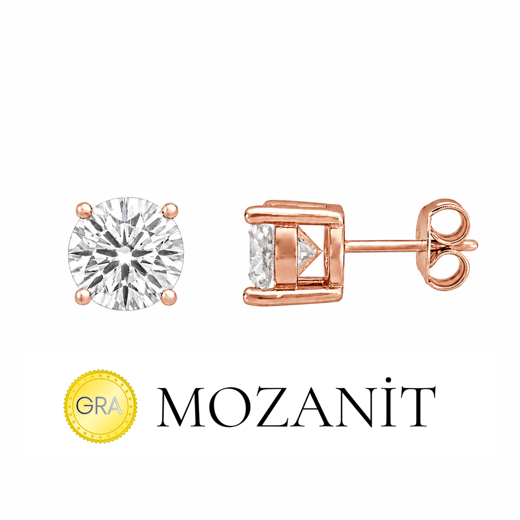7 mm Mozanit Tektaş Küpe