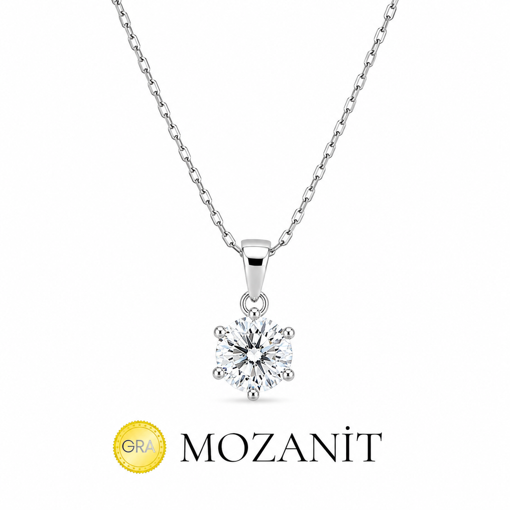 Moissanite Six-Claw Solitaire Necklace