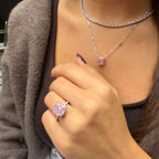 Pembe Ice Cut Taşlı Kare Kesim Yüzük