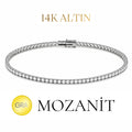 14K İki Buçuk mm Mozanit Suyolu Bileklik