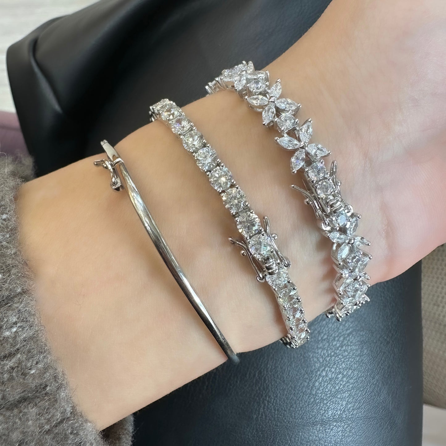 Four mm Moissanite Waterway Bracelet