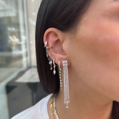 Three Row Waterway Dangling Baguette Earrings