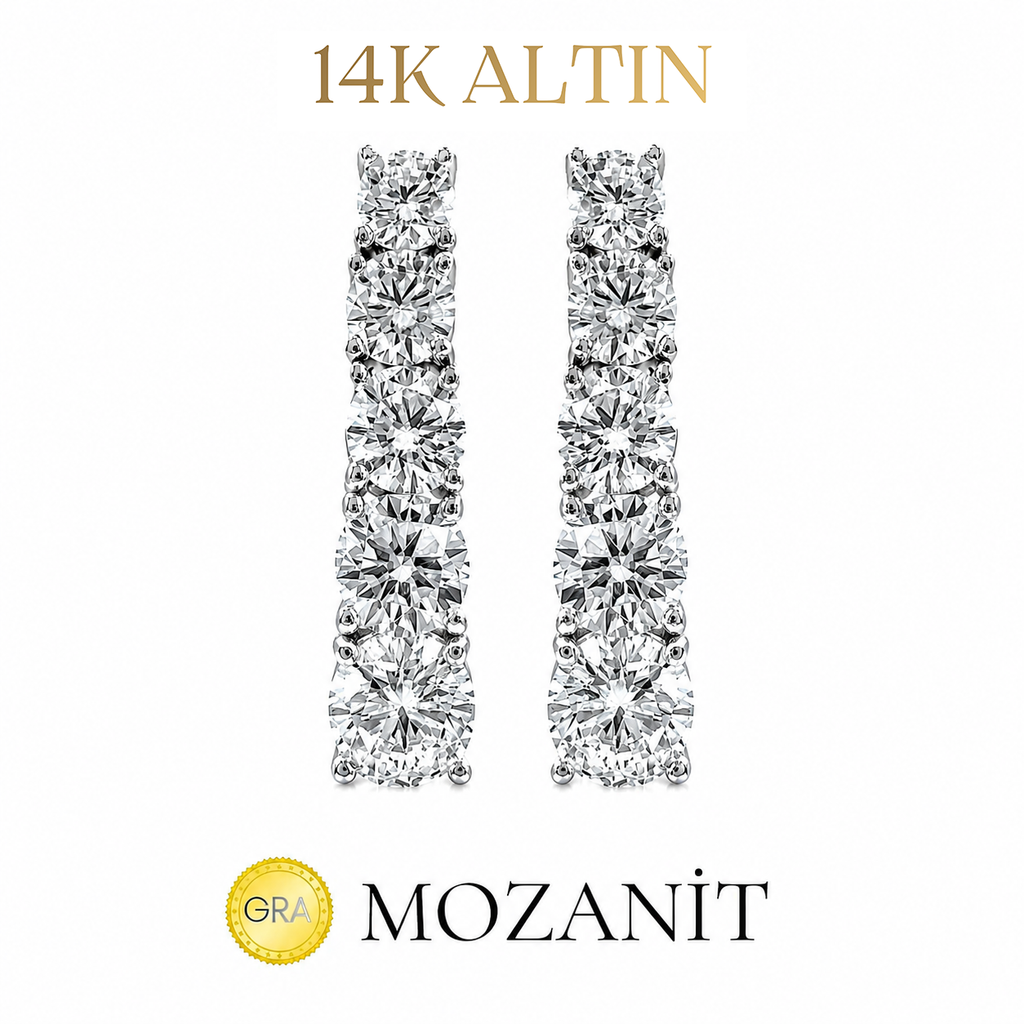 14K Mozanit Süzme  Küpe