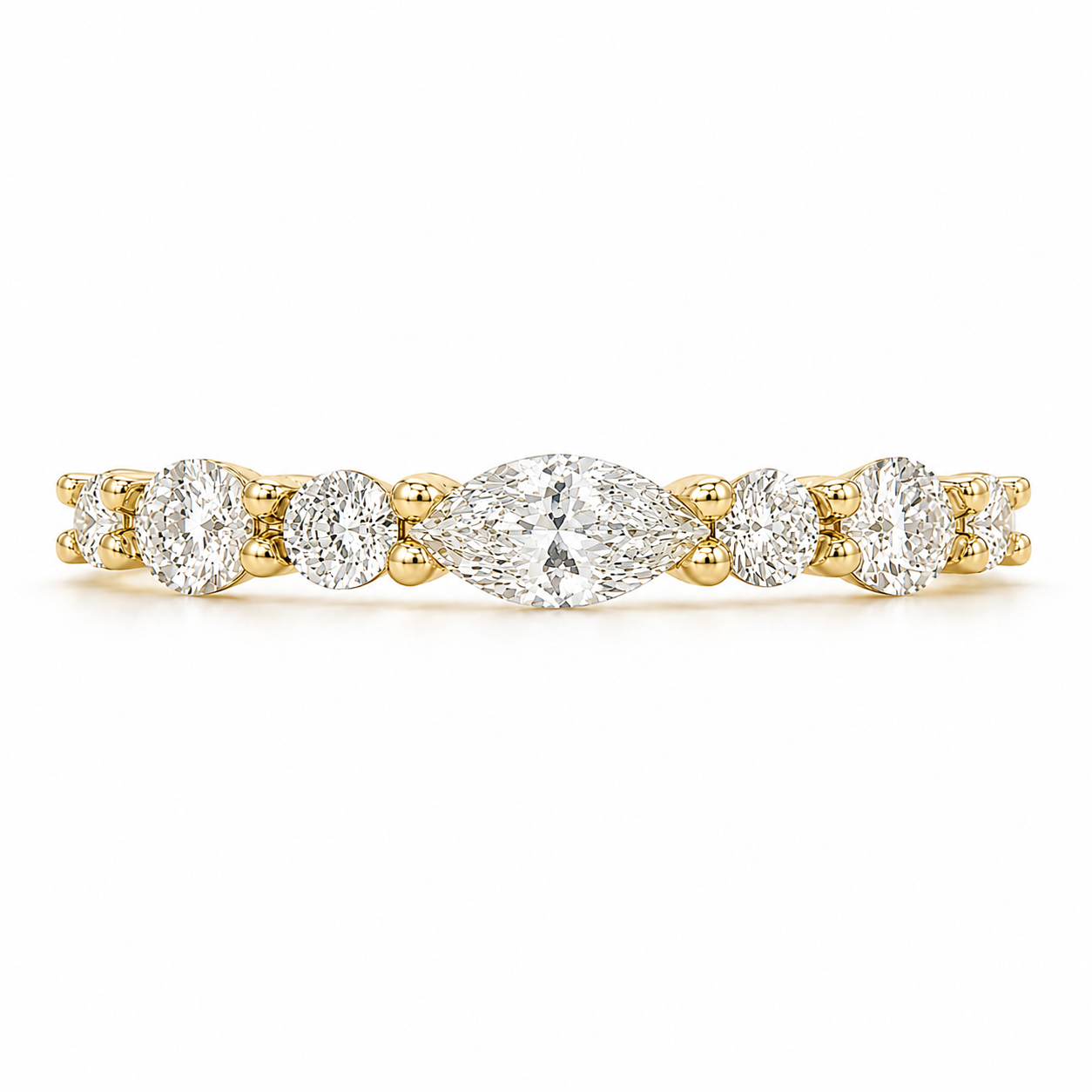 Marquise-geschliffener, schmaler Memoire-Ring