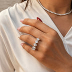 14K Three Carat Moissanite Five-Stone Ring