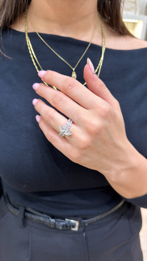 Markiz Taşlı Kolu Oval G-Color Yüzük