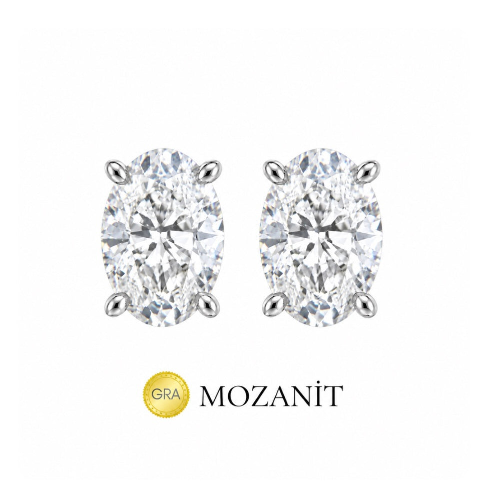 İki Karat  Mozanit Oval Küpe