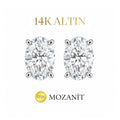 14K İki Karat Mozanit Oval Küpe