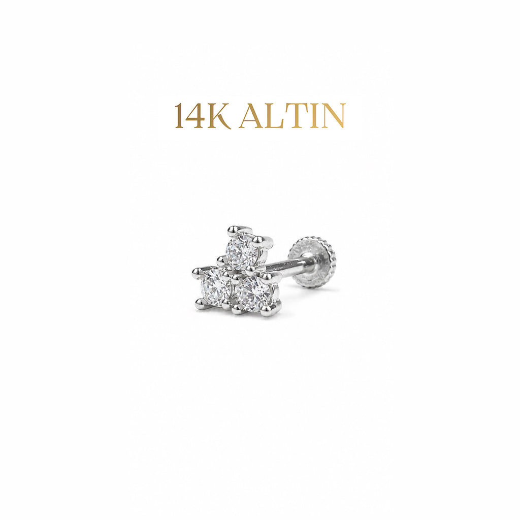 14K Üç Taş Piercing