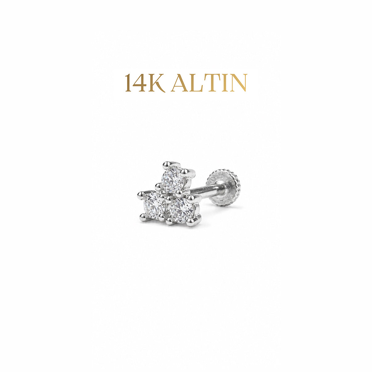 14K Üç Taş Piercing