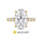 Altı Karat Taçlı Mozanit Uzun Oval Tektaş Yüzük