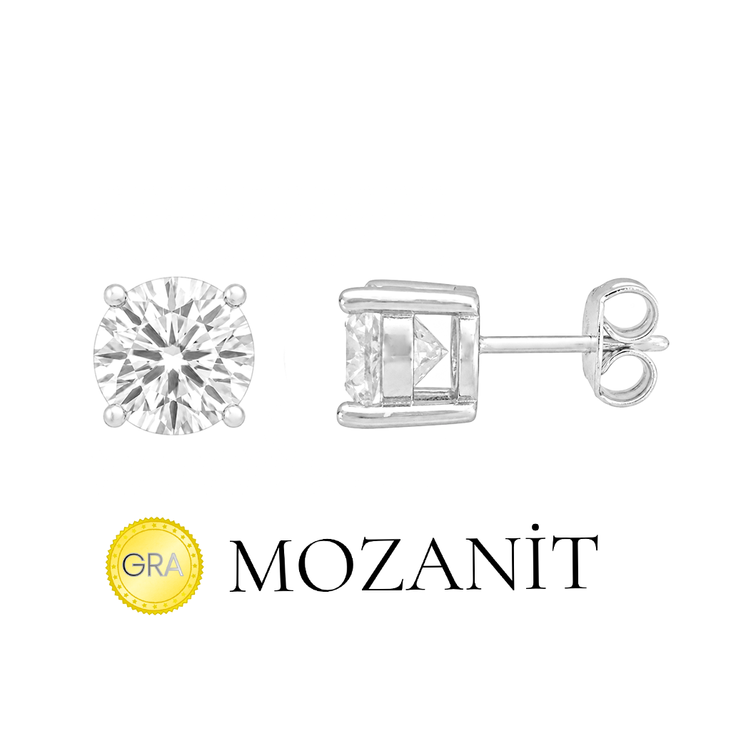 7 mm Mozanit Tektaş Küpe