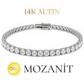 14K Üç Buçuk mm Mozanit Suyolu Bileklik