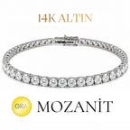 14K Üç Buçuk mm Mozanit Suyolu Bileklik