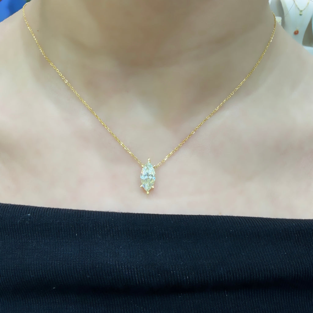 G-Color Marquise Necklace with Stone Setting