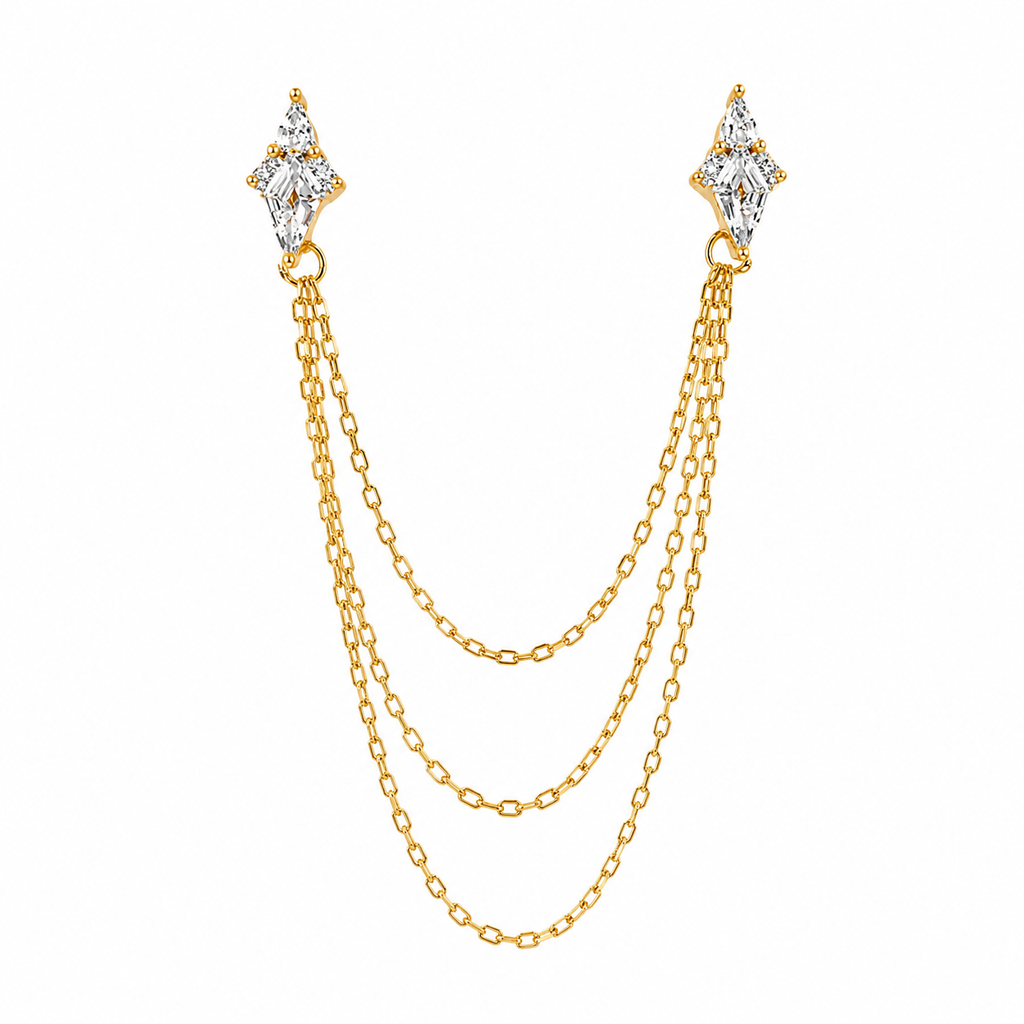 Marquise Stone Trio Chain Earrings