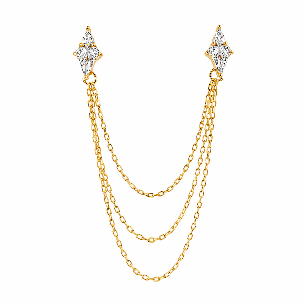 Markiz Taşlı Trio Chain Küpe