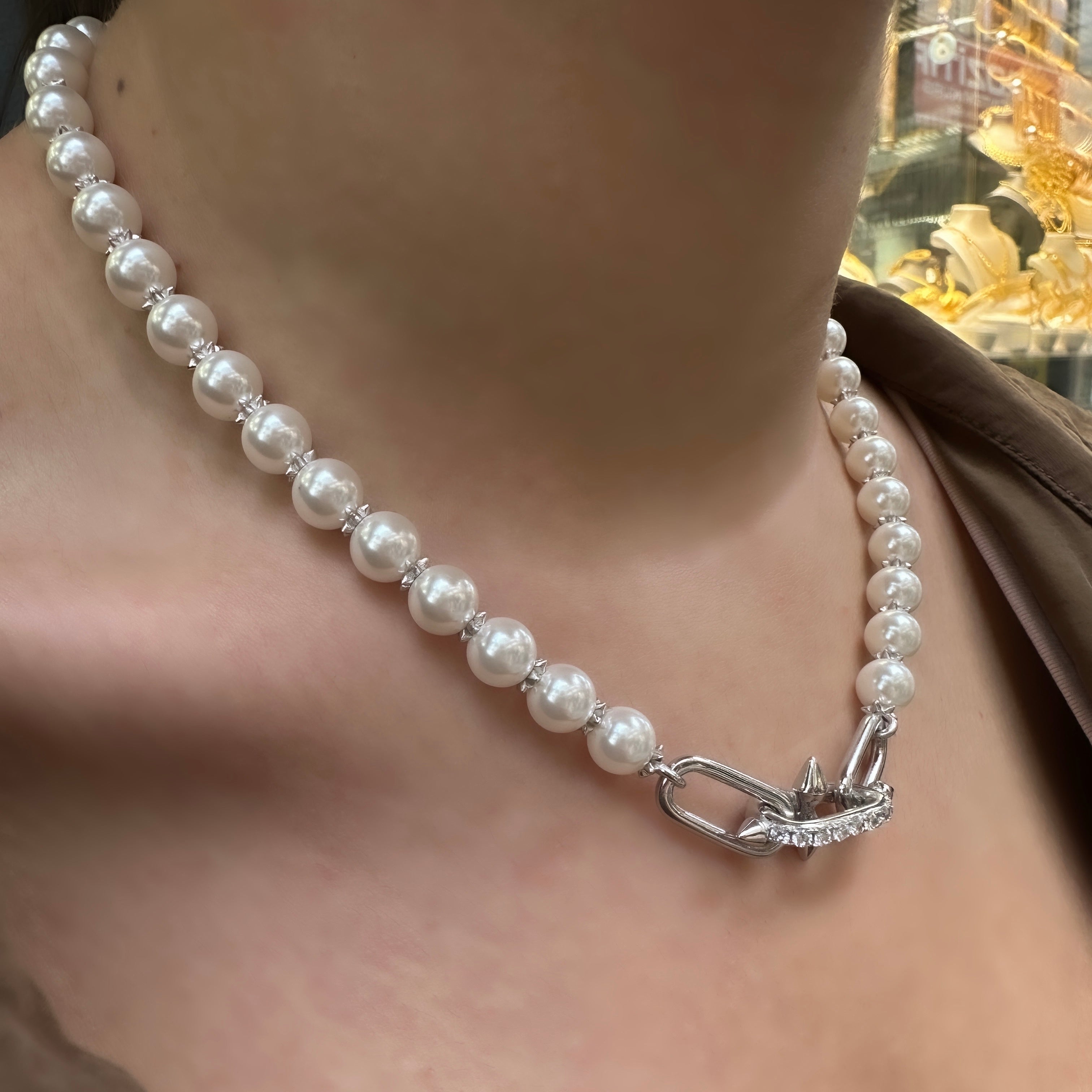 Taşlı Tif İnci Kolye