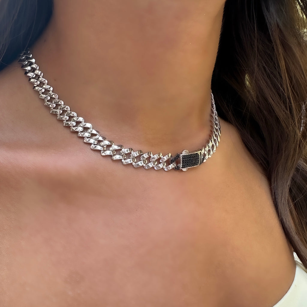 Stone-Embellished Padlock Gourmet Necklace