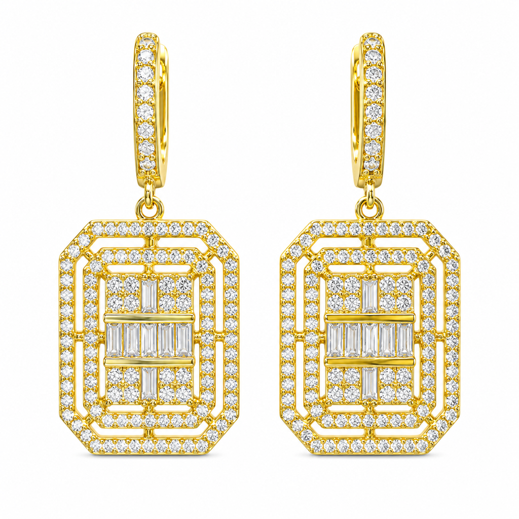 Dangling Large Baguette Earrings