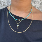 Balık Detay Turkuaz Doğal Taş Kolye