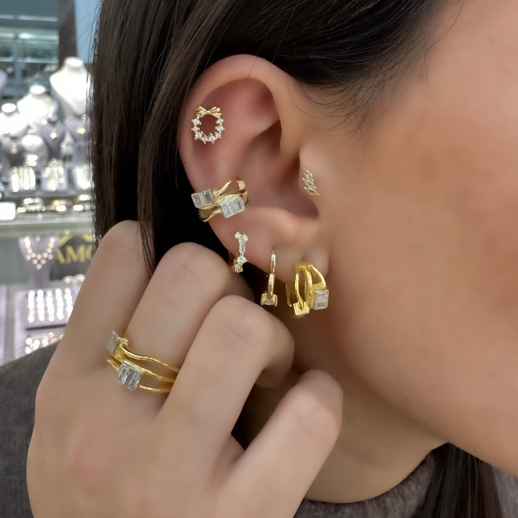 Fiyonk Detay Taşlı Piercing