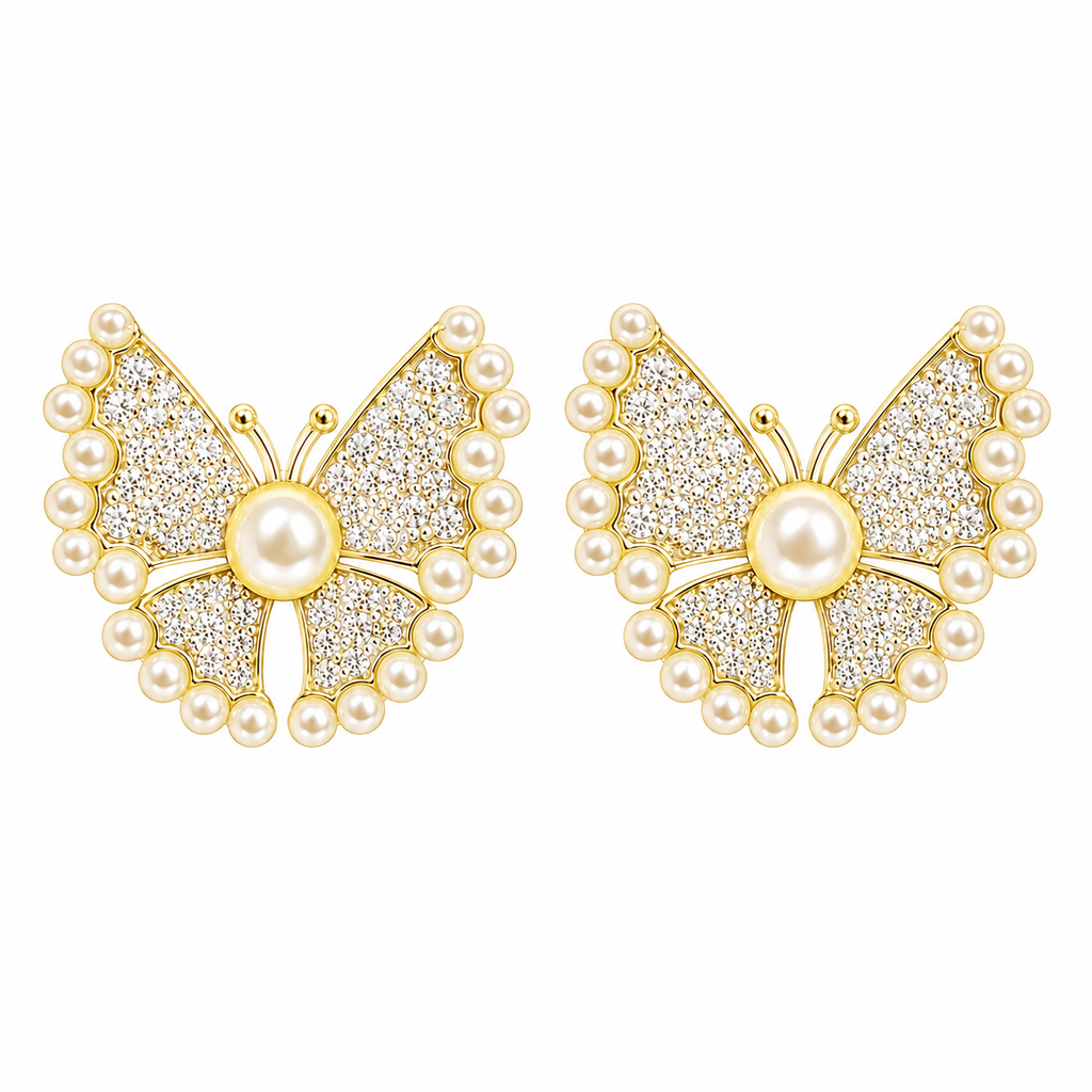 Pearl Detailed Butterfly Earrings