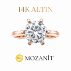 14K Two Carat Under Six-Prong Moissanite Solitaire Ring