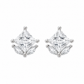Three-Stone Square Stud Earrings