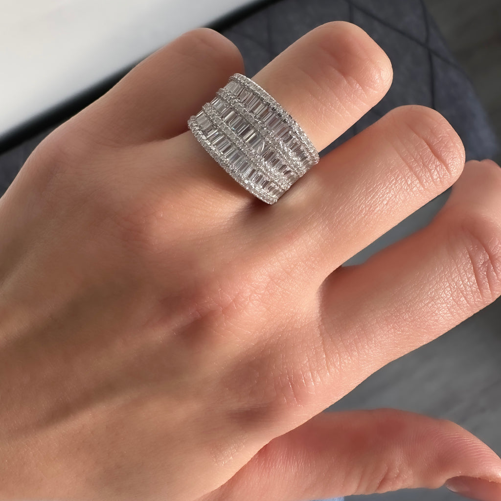 Three Row Baguette Design Ring