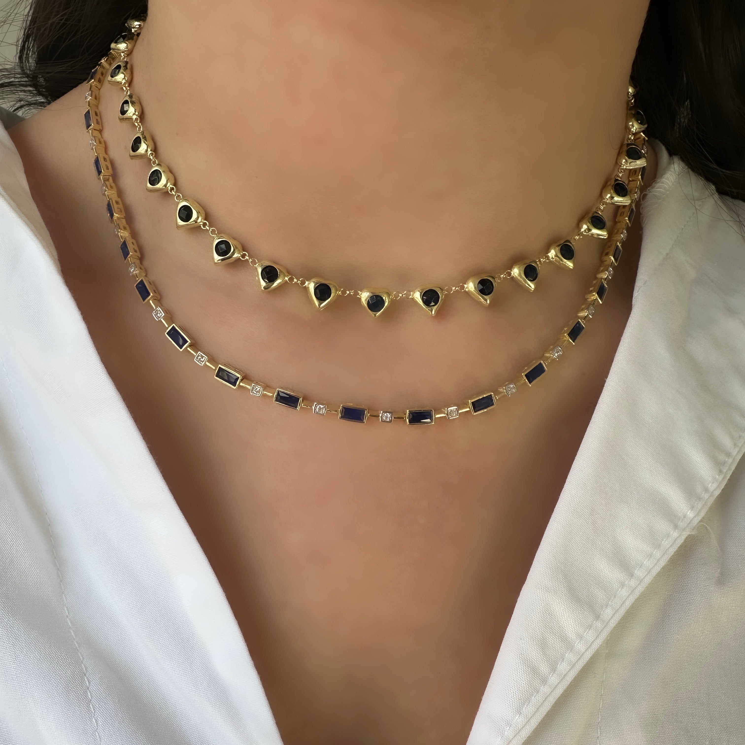 Renkli Taşlı Heart Kolye