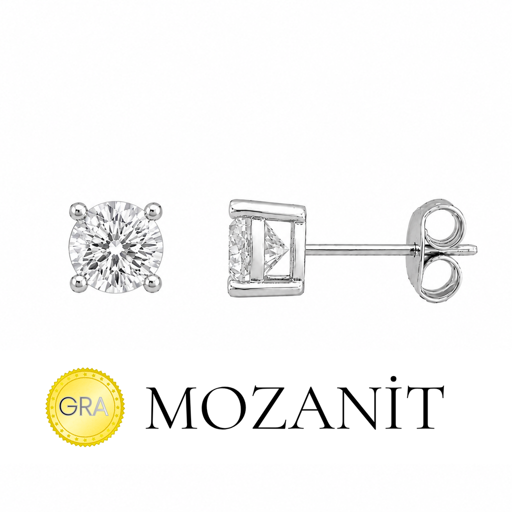 4 mm Mozanit Tektaş Küpe