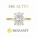 14K İki Karat Mozanit Oval Yüzük