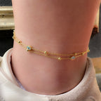 Fußkettchen mit doppelter Kette und emailliertem Auge