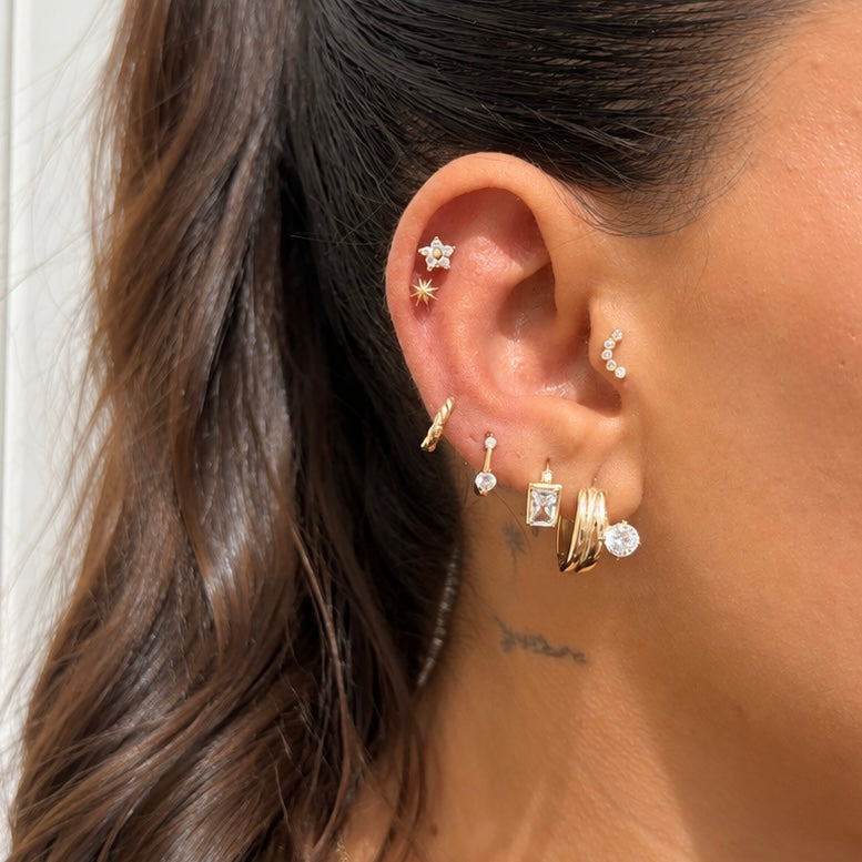 14K Moon Stone Design Piercing