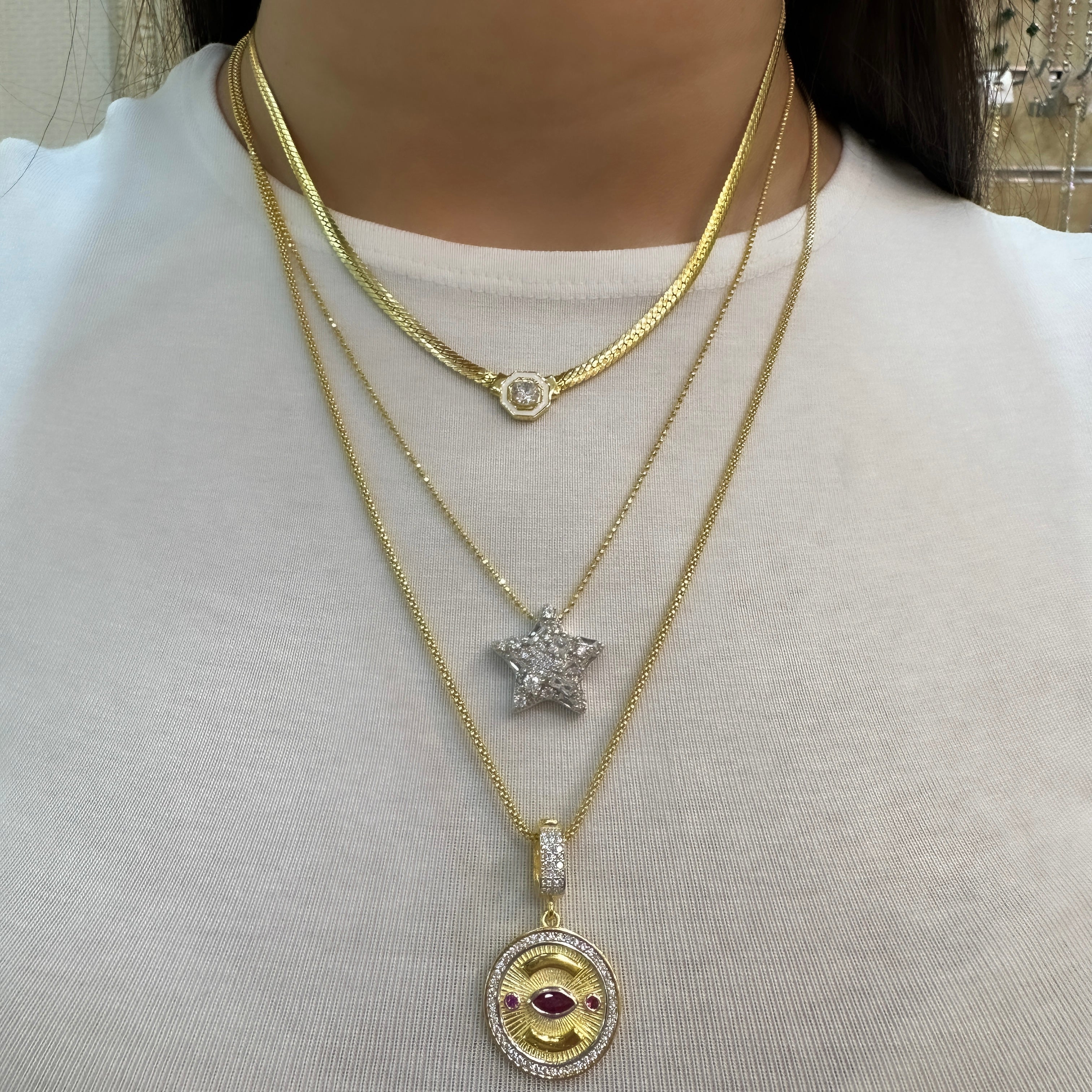 Renkli Taşlı Madalyon Kolye Ucu / Charm