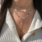 Karışık Renkli Taşlı Y Kolye