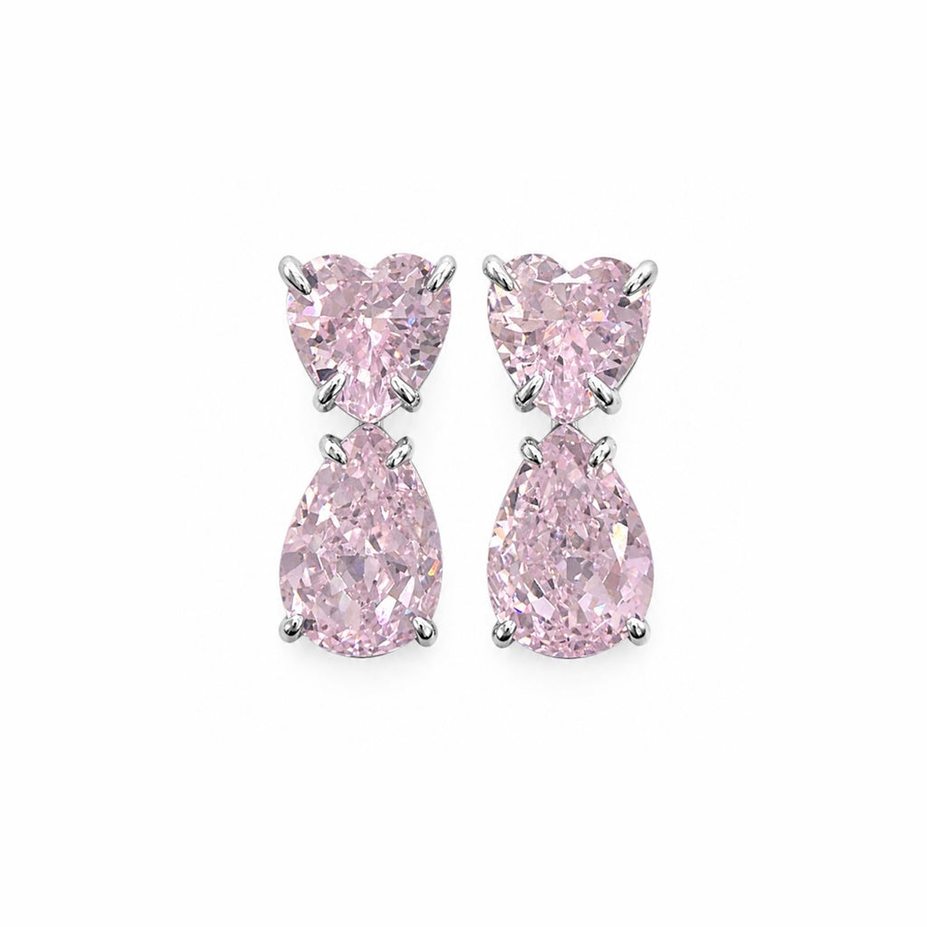 Pembe Kalp/Damla Sallantılı Küpe